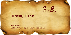 Hlatky Elek névjegykártya